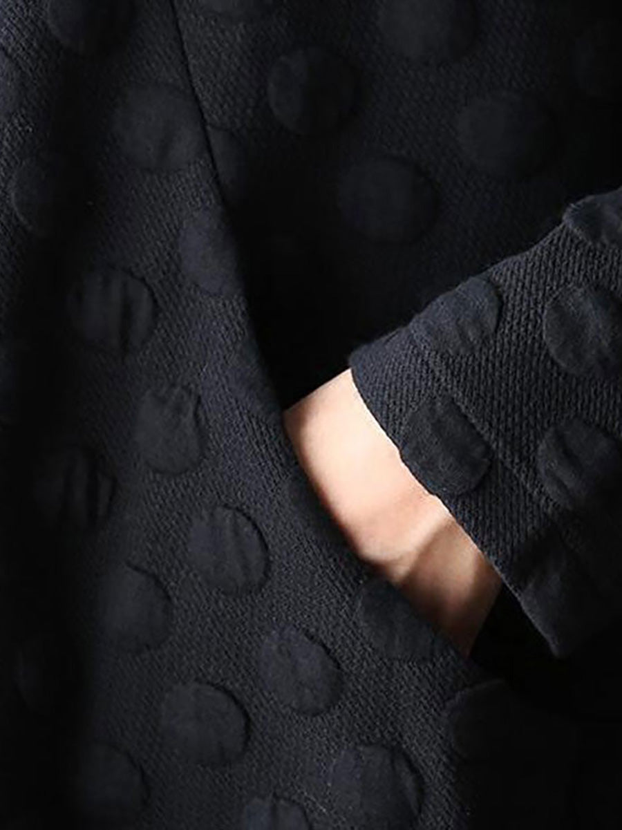 Lyssara | Midi-jurk met stippen in grote maten – casual katoenen model met lange mouwen