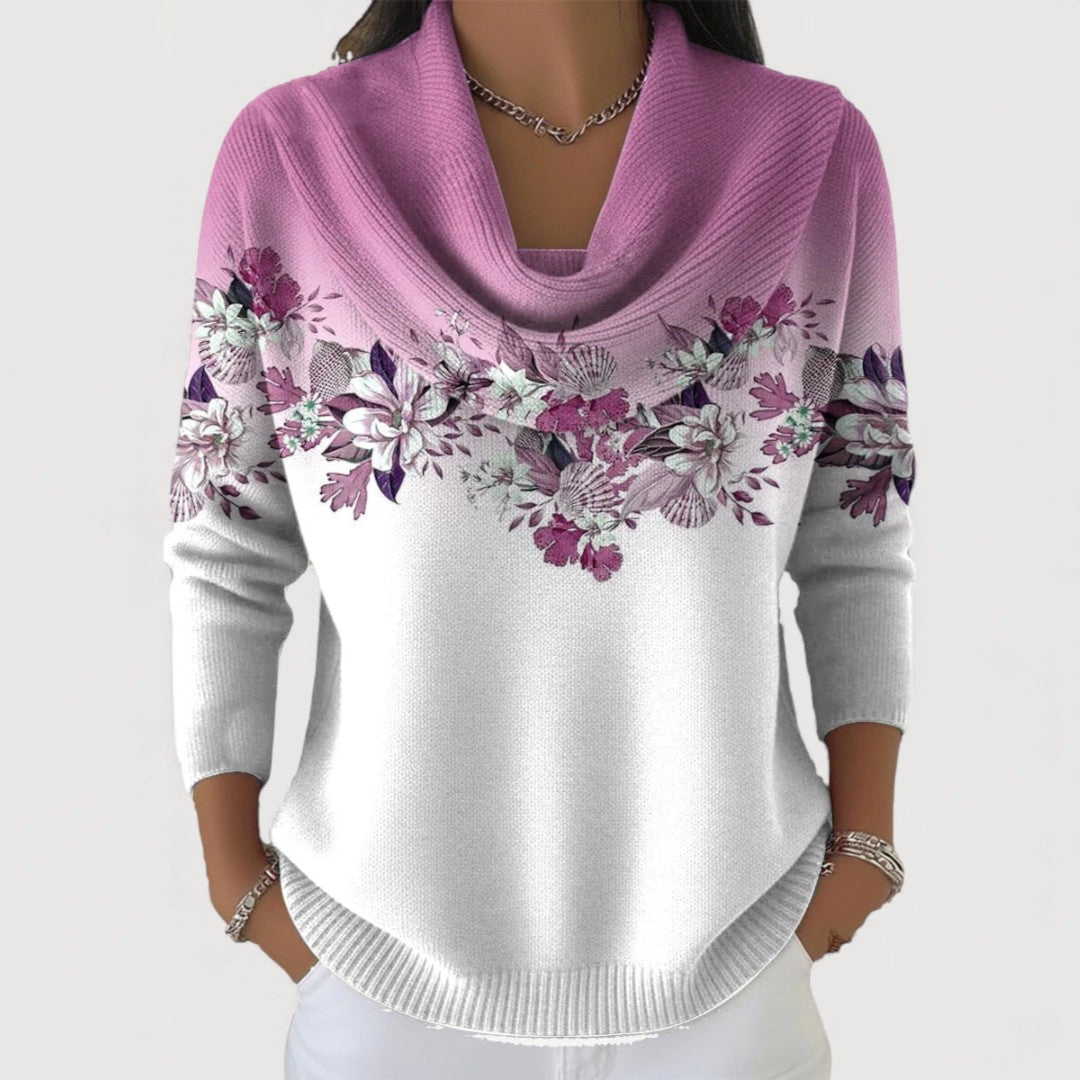 Nivelle | Bloemenprint coltrui voor dames – zachte gebreide pullover, elegante casual top