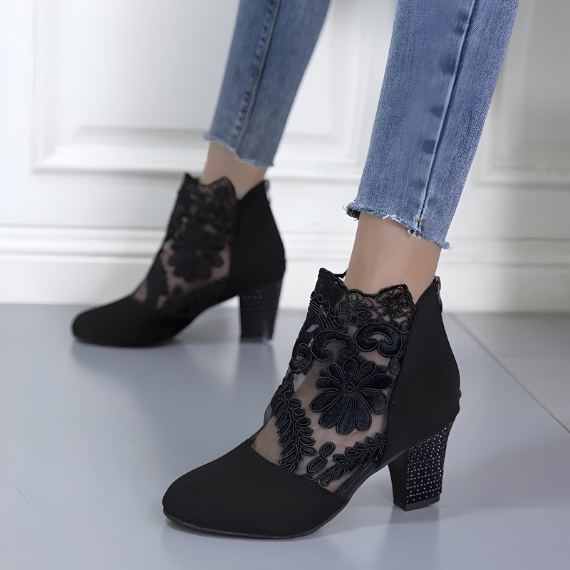 Fely | Damessandalen met hoge hakken – Elegante feest- en bruiloftsschoenen met enkelbandje