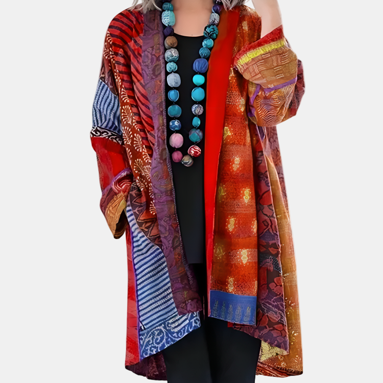 Landa | Stijlvol gebreid vest voor dames – Lange kleurrijke trui, casual gelaagde herfst-winterjas