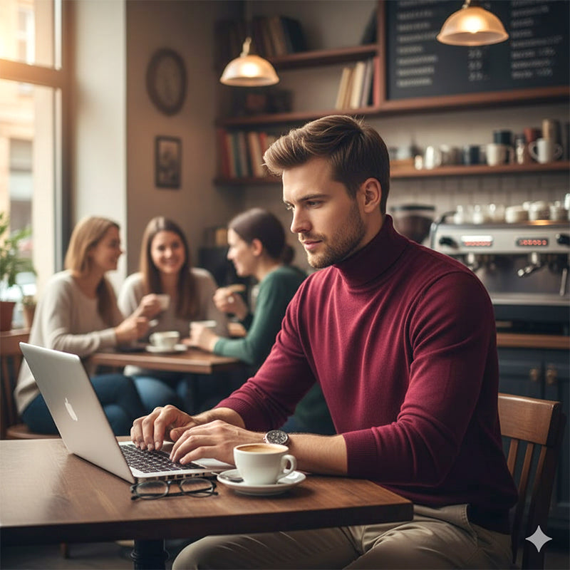 Gerwin | Premium kasjmier coltrui voor heren – Effen kleur, zacht gebreid, winter- en herfstmode