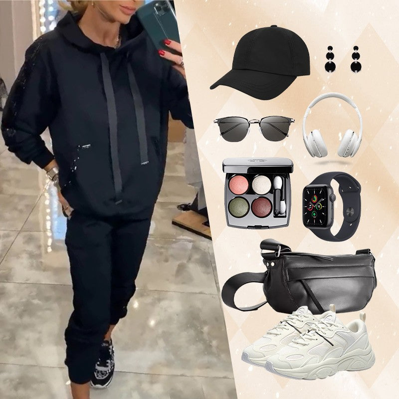 Norra | 2-delige set voor dames – Top met capuchon en trekkoord & slim fit broek voor casual en loungewear