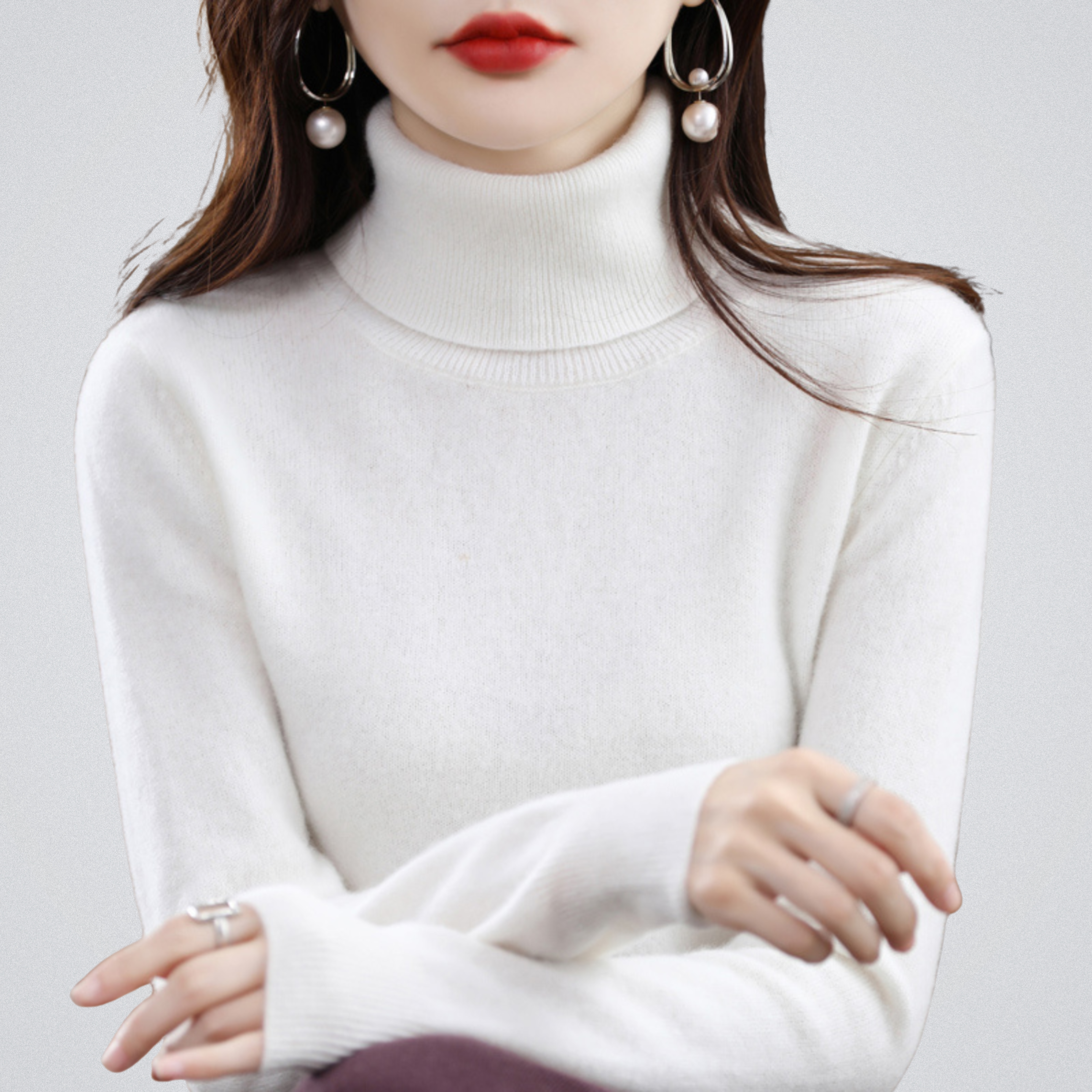 Lurina | Zachte coltrui voor dames – Gebreide trui met lange mouwen, warme casual wintertrui