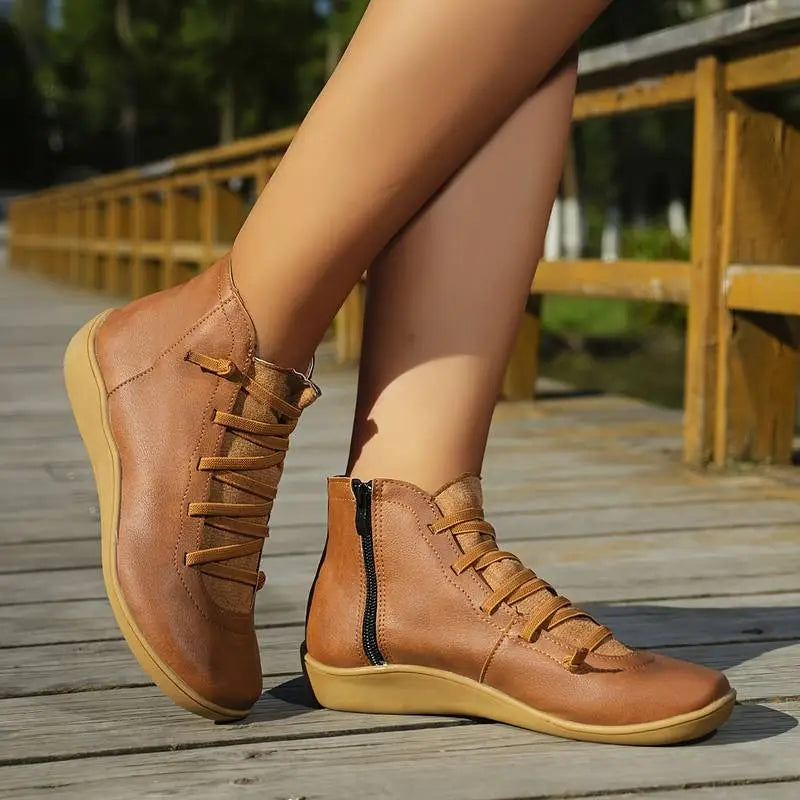 Orthea | Leren orthopedische enkellaarzen voor dames – Comfortabele laarzen met ritssluiting