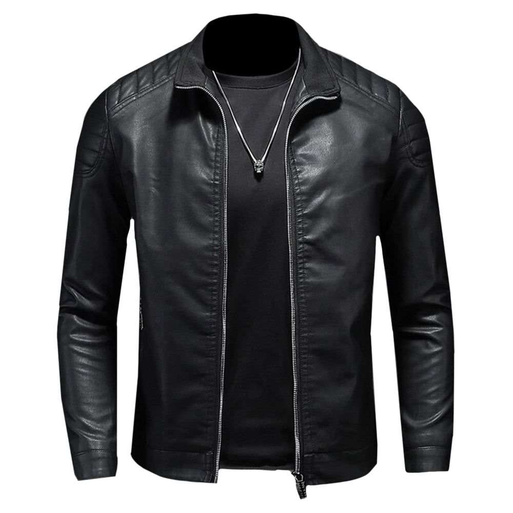 Nyvenor | Herren-Lederjacke – Reißverschluss, Stehkragen, Motorrad-Stil, schmale Passform