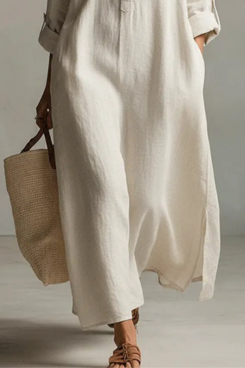 Virethia | Boho-zomerjurk voor dames – zwierige maxi-jurk met V-hals