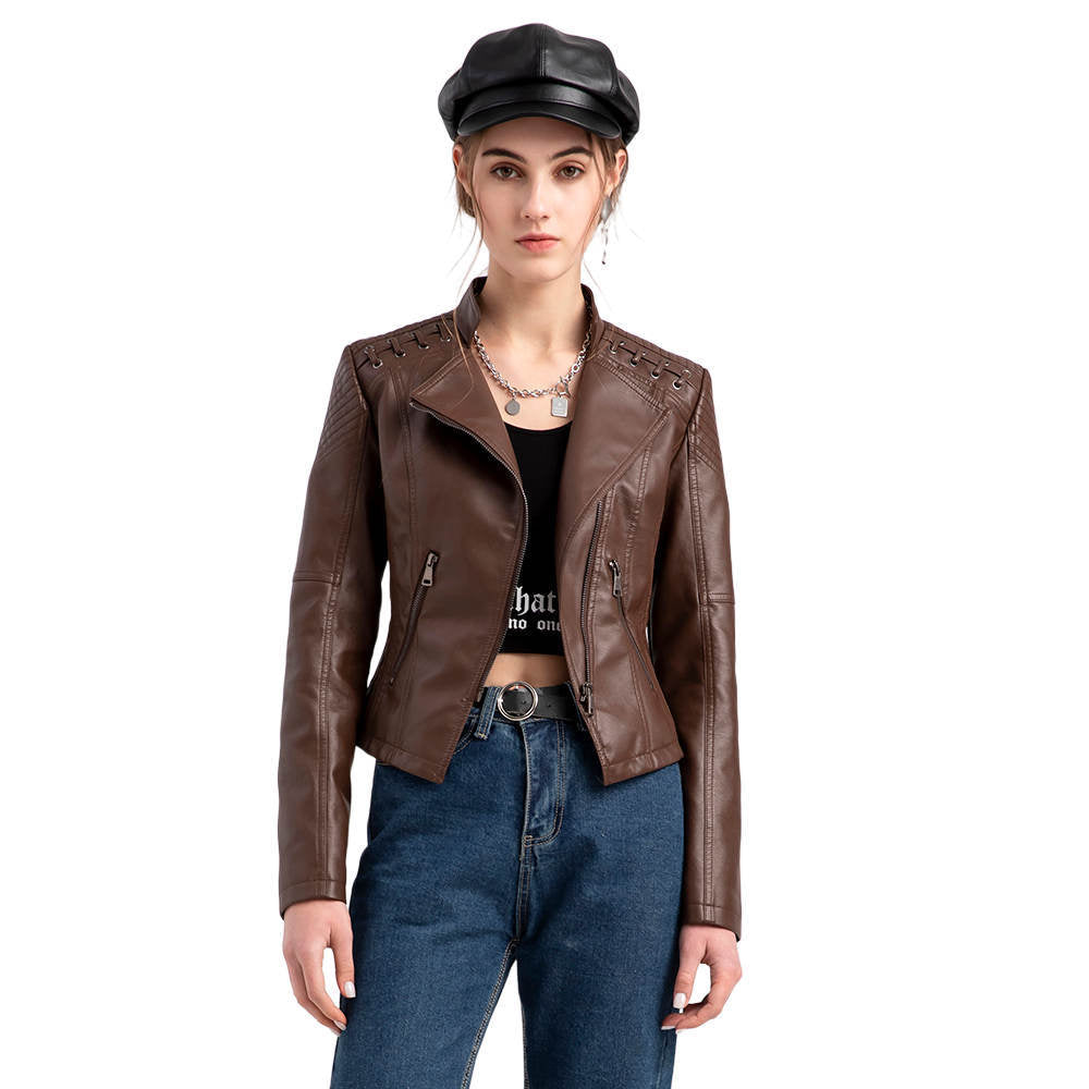 Marvina | Veste en cuir coupe ajustée – Veste de moto chic en agneau, vêtement d'extérieur élégant
