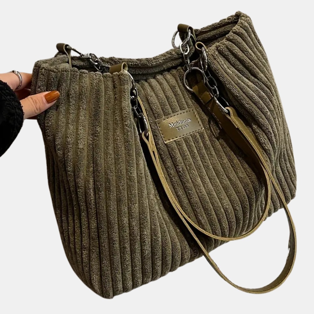 Cordura | Zachte corduroy schoudertas – casual handtas voor dames, lichtgewicht tas voor dagelijks gebruik