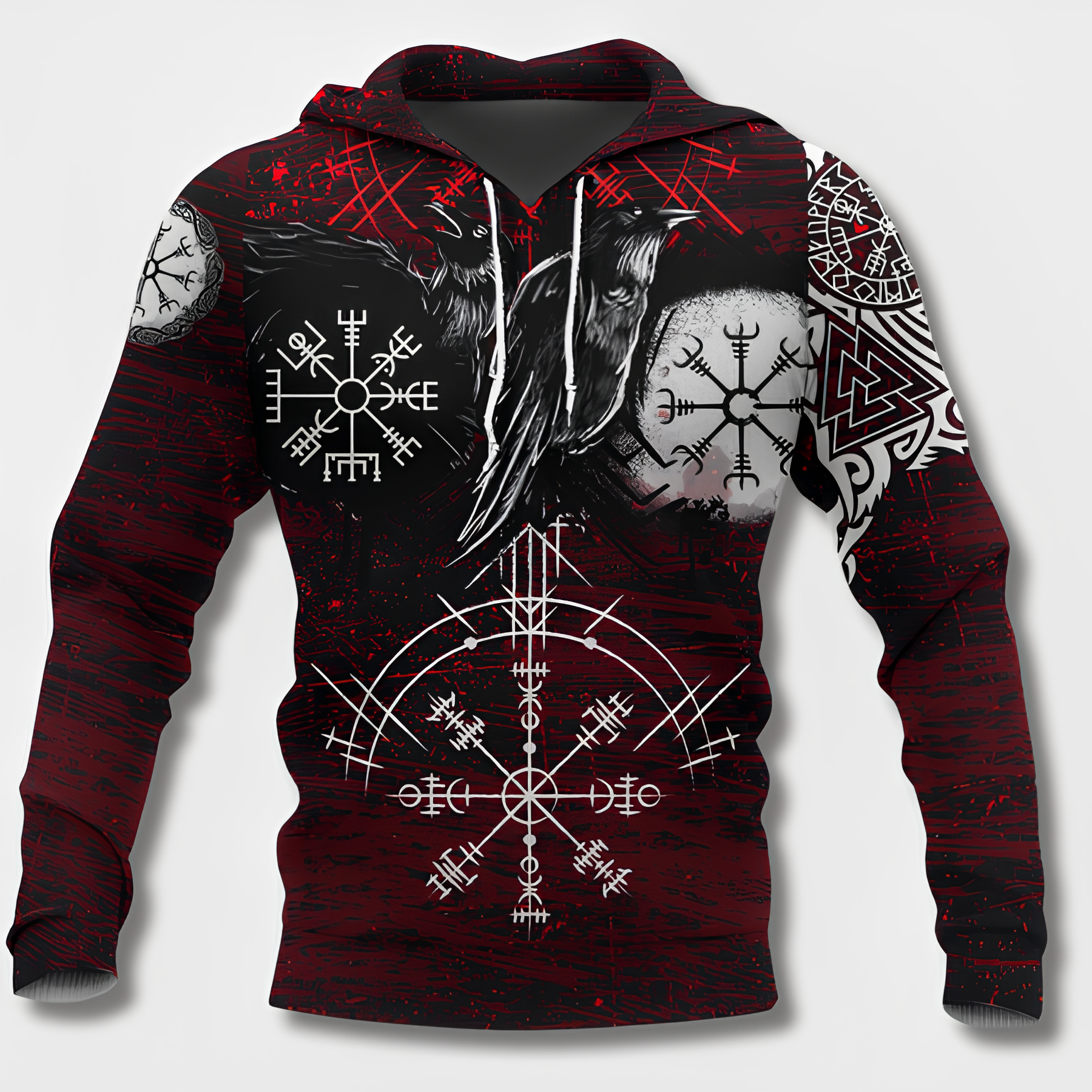 Jovanovic | Sweat à capuche Warrior Viking Tribal pour homme – Sweat imprimé, style streetwear décontracté