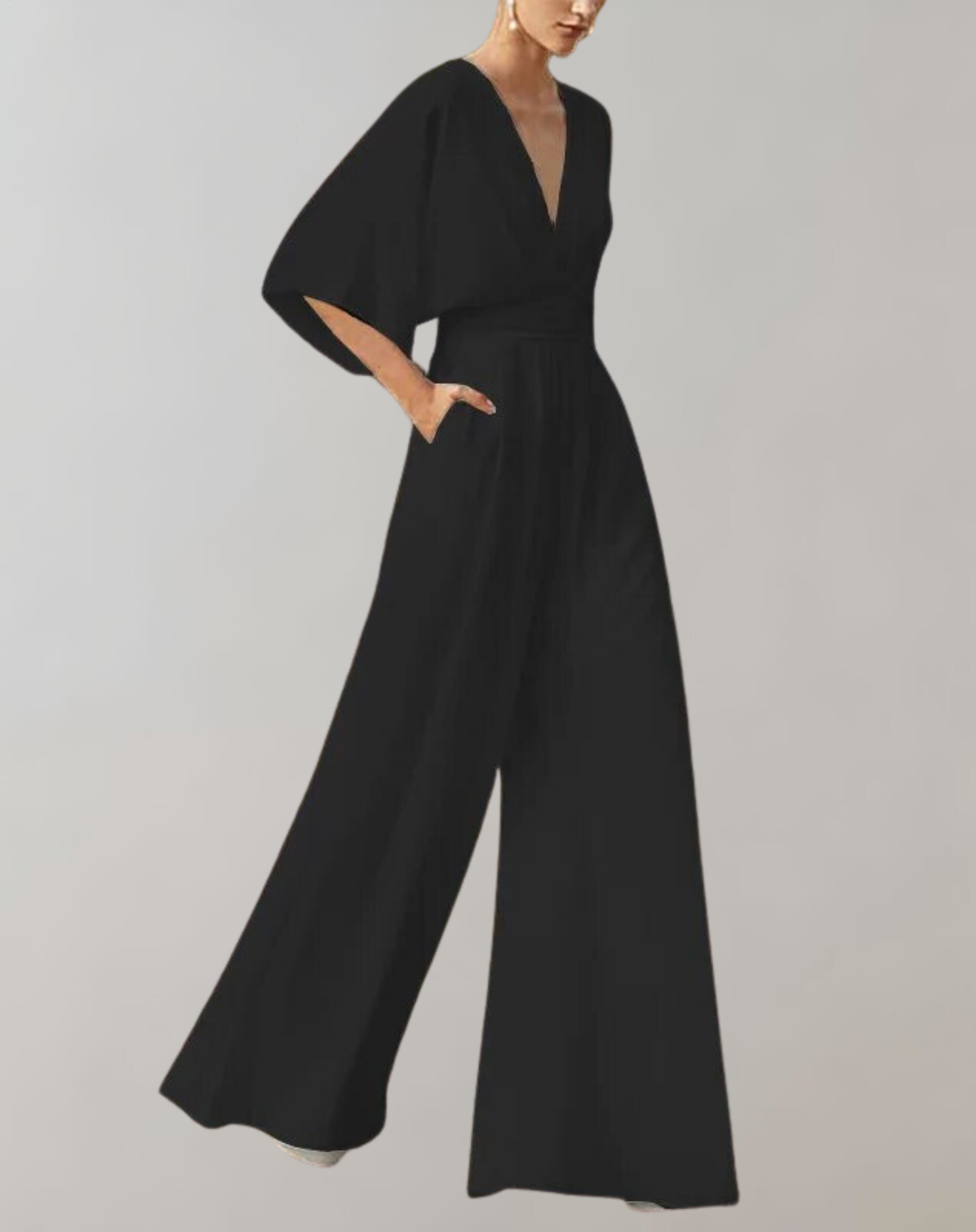 Freyja | Jumpsuit met wijde pijpen voor dames - Losse halve mouwen, elegant en vloeiend eendelig