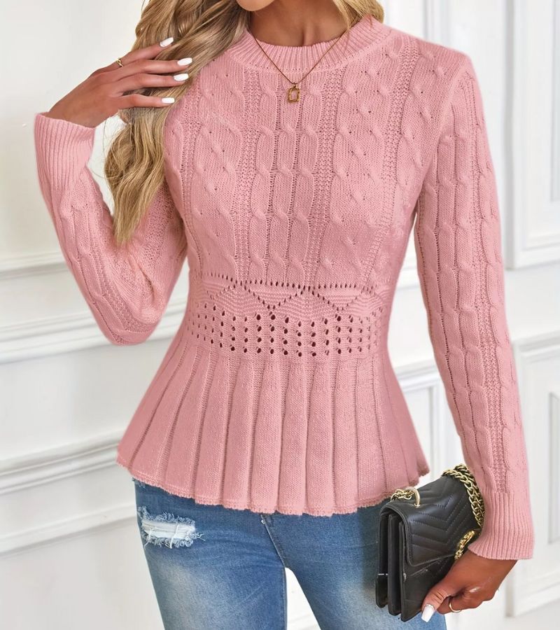 Calyxia | Elegante peplum-trui voor dames – zachte, lichtgewicht tricot, casual met lange mouwen