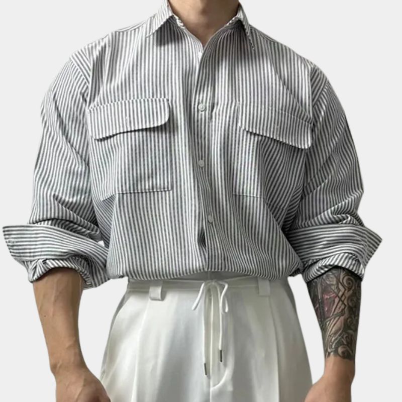 Carvin | Oversized Herren-Nadelstreifenhemd – Langarmhemd für Freizeit und Business