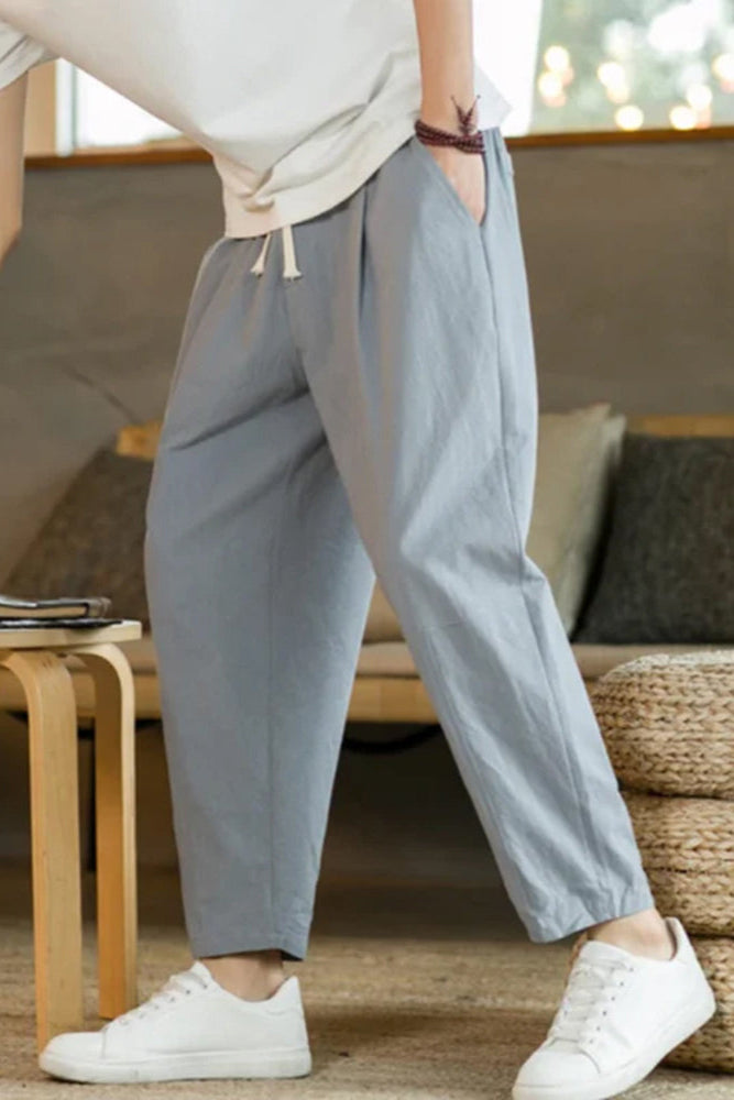 Yiorgos | Pantalon homme en coton respirant - Coupe décontractée, taille ajustable par cordon