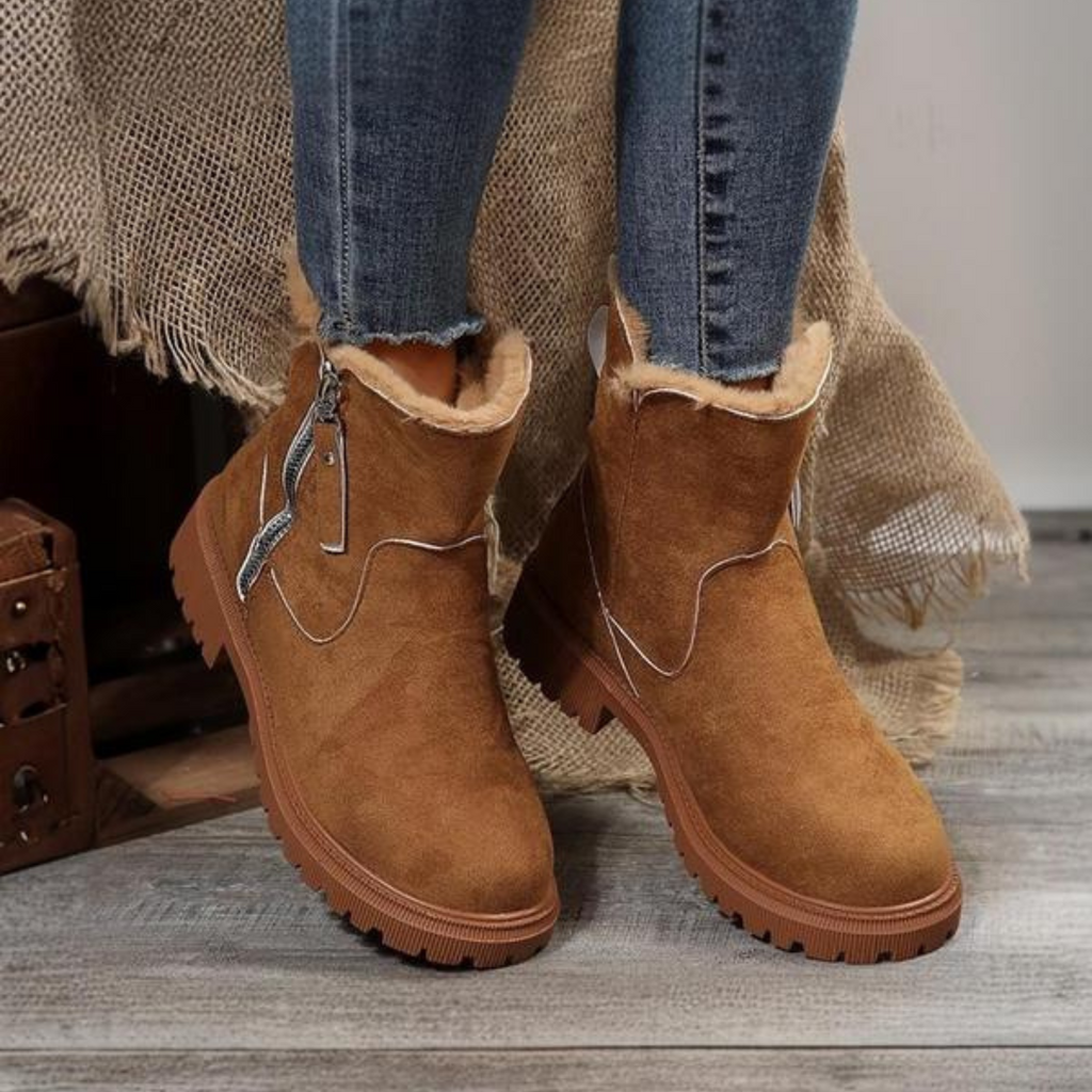 Zinnara | Bottines décontractées à fermeture éclair – Chaussures chaudes et confortables pour femmes