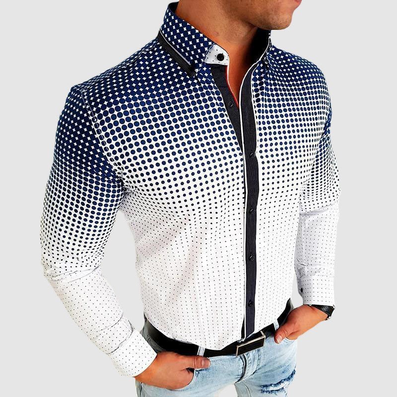 Calvor | Chemise homme à boutons dégradée - Manches longues, style business casual, coupe ajustée