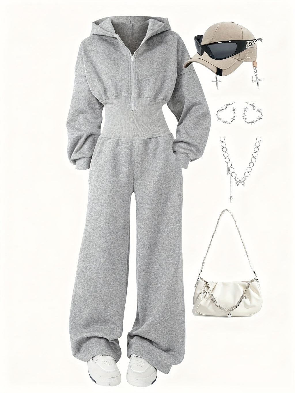 Quivara | Dames jumpsuit met capuchon en hoge taille – Casual, lounge, streetwear outfit
