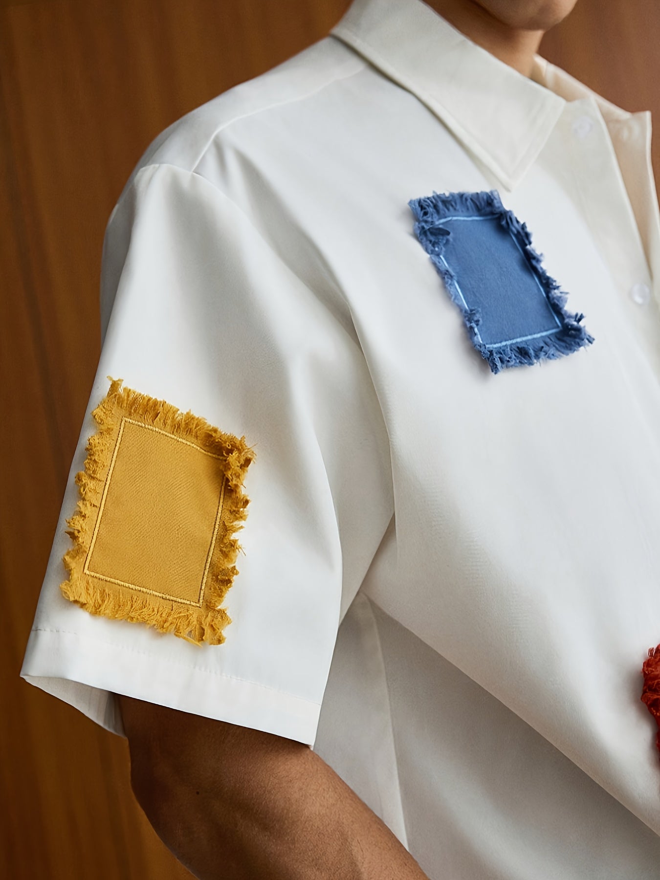 Dren | Zomerhemd voor heren met patchwork – Casual model met korte mouwen en reverskraag