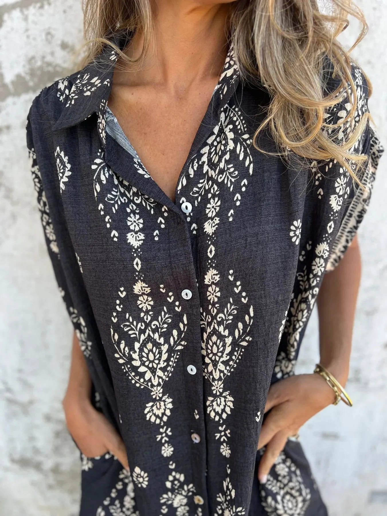 Azyra | Boho Breeze Midi-jurk – Casual jurk met relaxte pasvorm voor dames