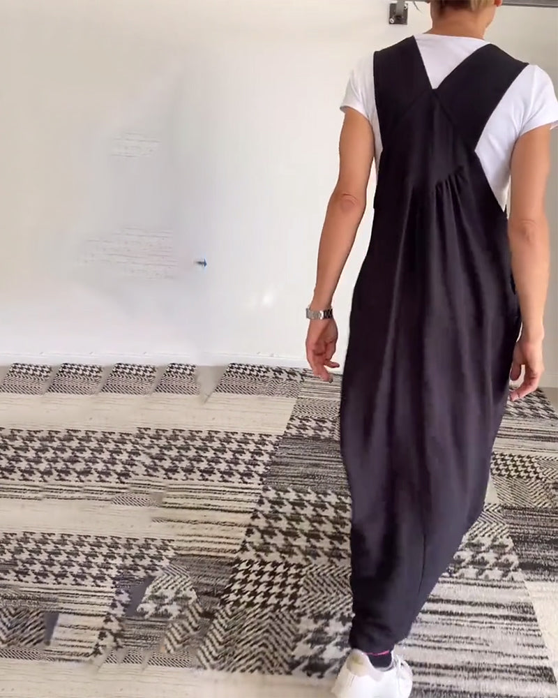 Lirra | Casual midi-overall, luchtige zomerjurk met spaghettibandjes