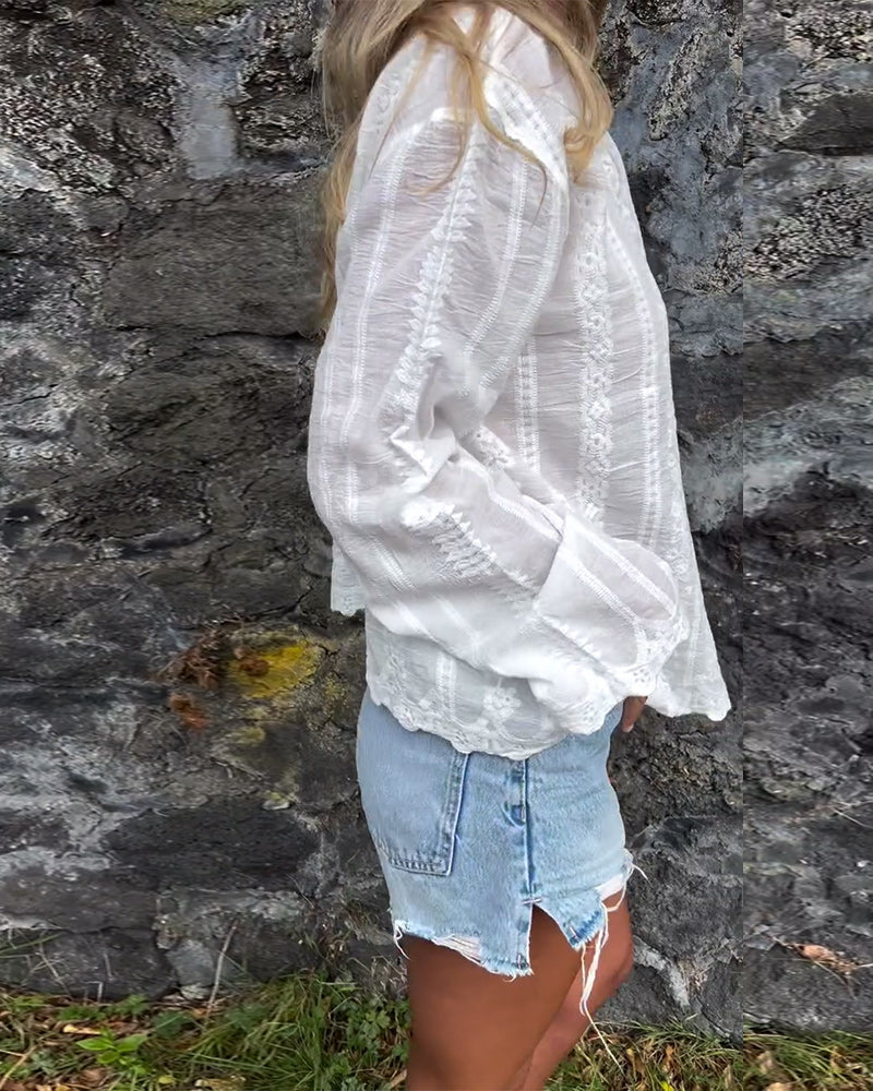 Physera | Holle geborduurde poloblouse – Casual katoenen top voor dames