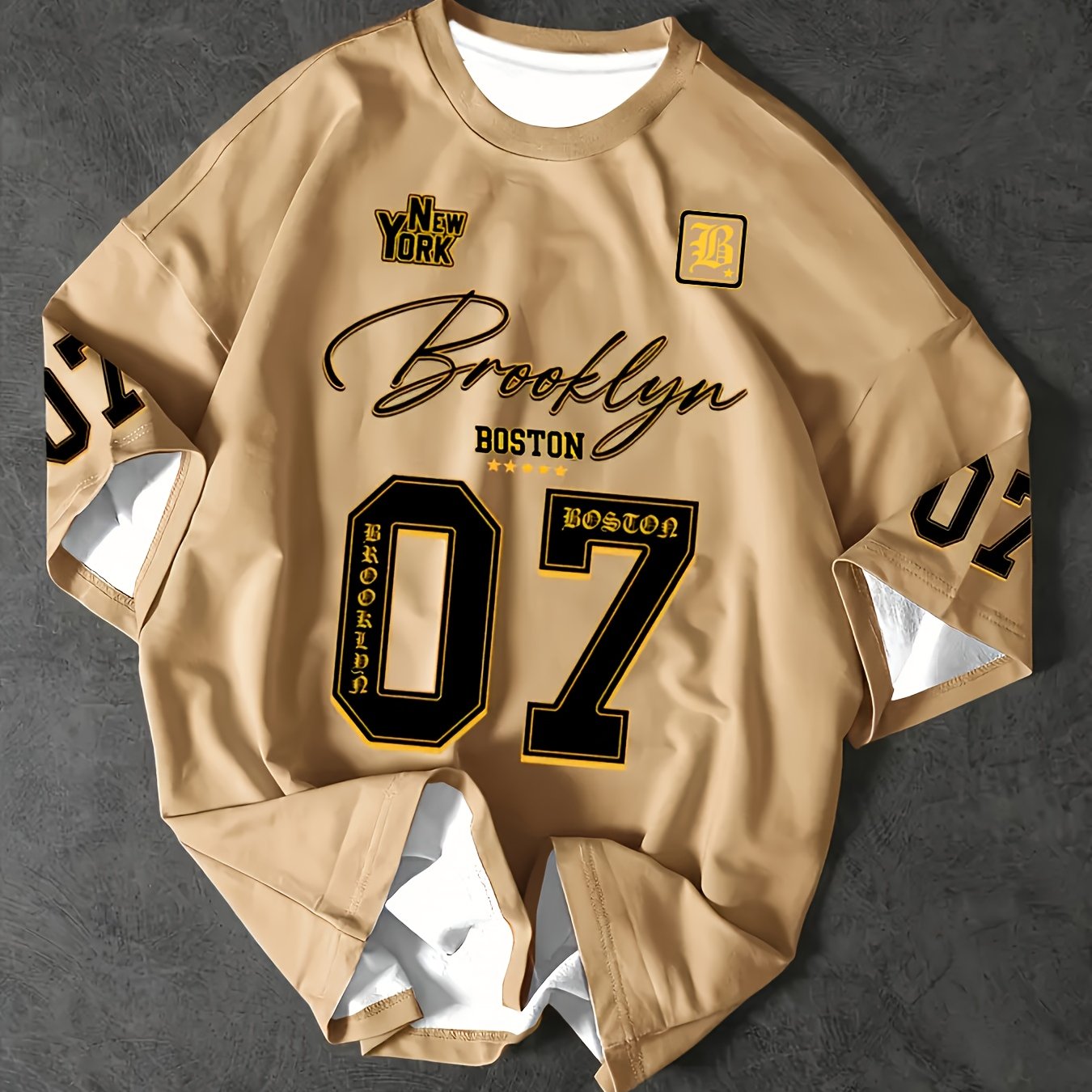 Isen | Heren T-shirt met grafische print Brooklyn 07, oversized pasvorm, casual streetwear