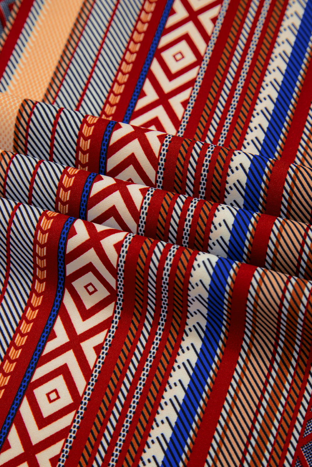 Solvaya | Rode Boho etnische gestreepte wijde broek met strikceintuur – Casual, zomer- en festivalbroek