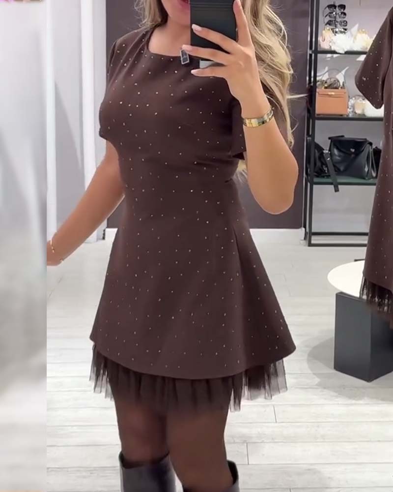 Zirethia | Sprankelende Mesh Mini Jurk voor Dames – Elegante Cocktail- en Avondjurk