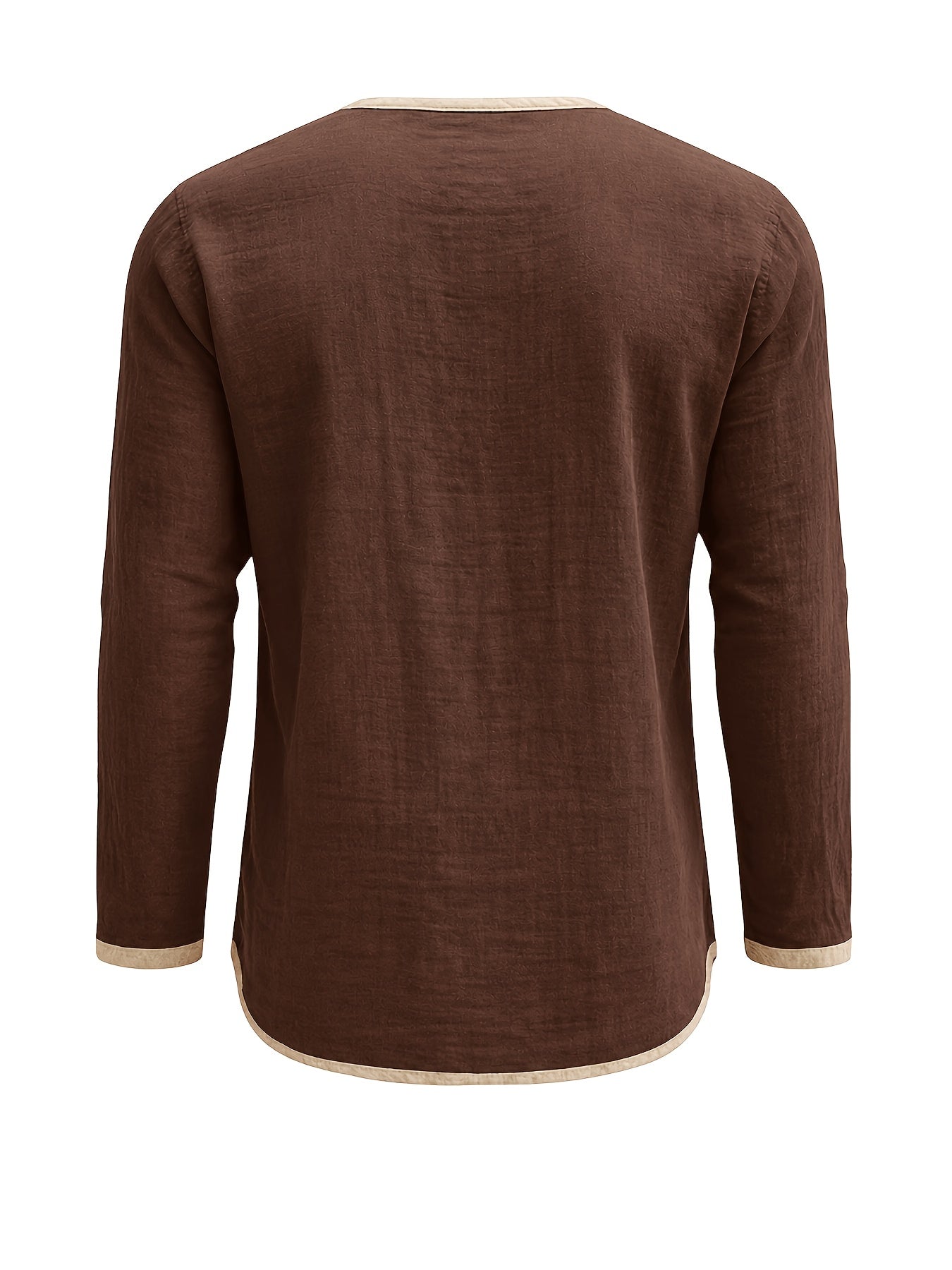 Ravix | Linnen Henry-overhemd voor heren – Casual strandoverhemd met lange mouwen en knopen