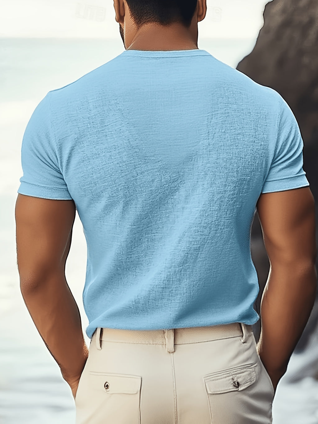 Zim | Casual T-shirt met V-hals voor heren – Retroprint, slanke pasvorm, korte mouwen