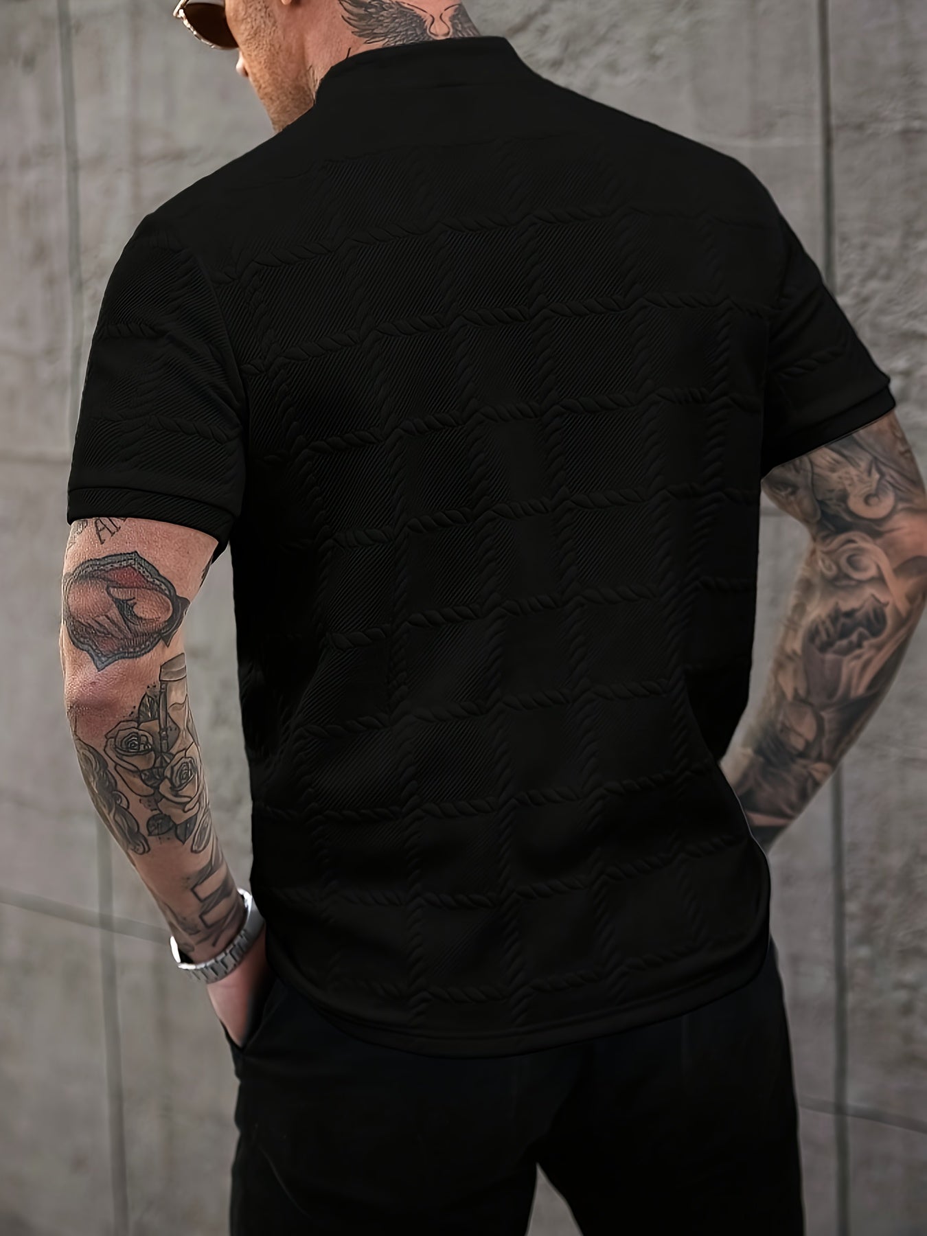 Zorvik | Heren Geruit Jacquard T-shirt – Korte Mouwen, Ademend Casual Zomershirt met Zachte Textuur