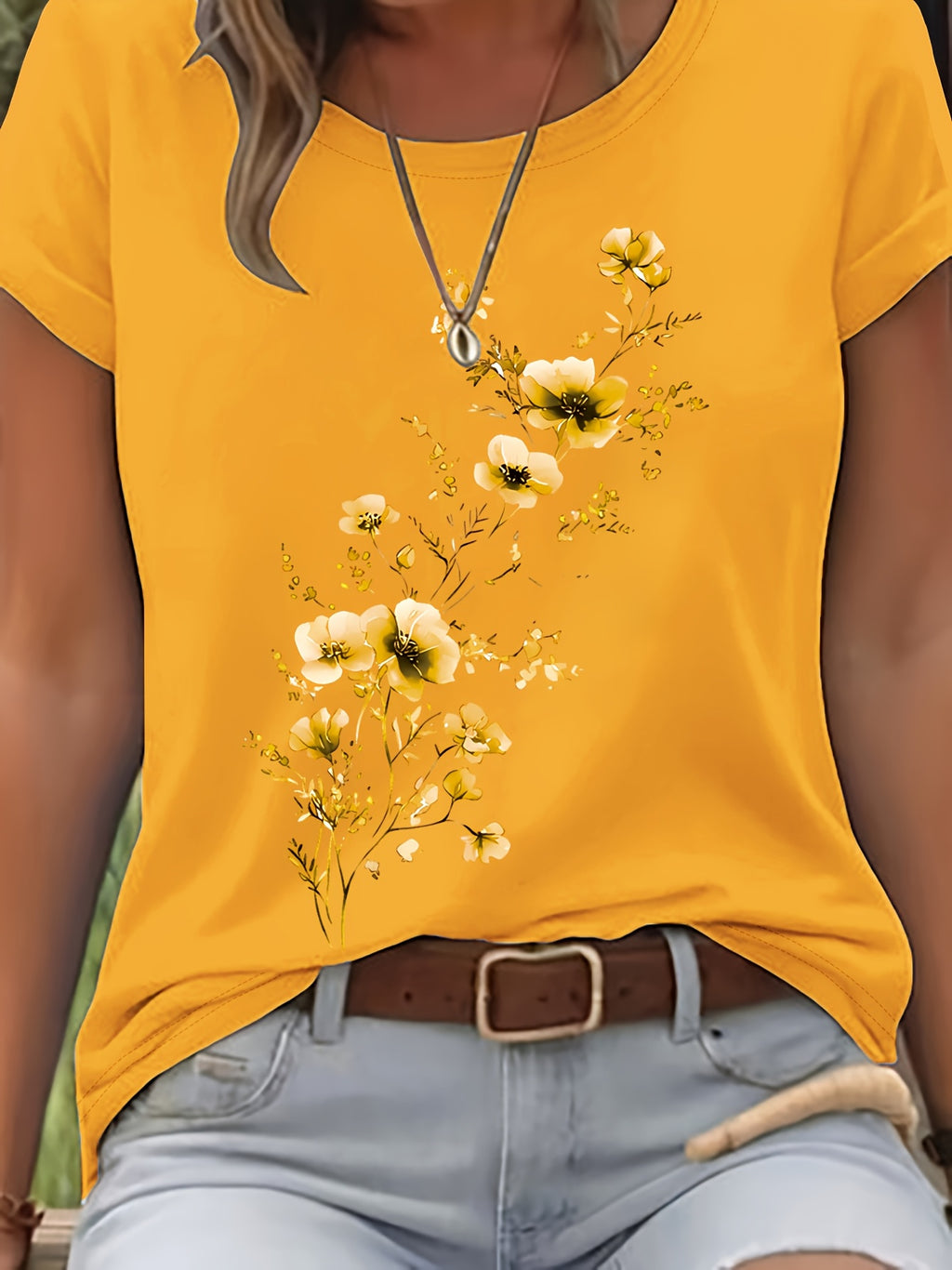 Vionyxen | Dames-T-shirt met bloemenprint in aquarelstijl – Casual zomertop