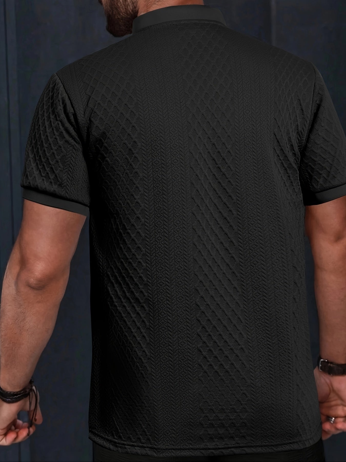 Damjan | Lässiges Business-Henley-Polohemd für Herren – Jacquard-Kragen
