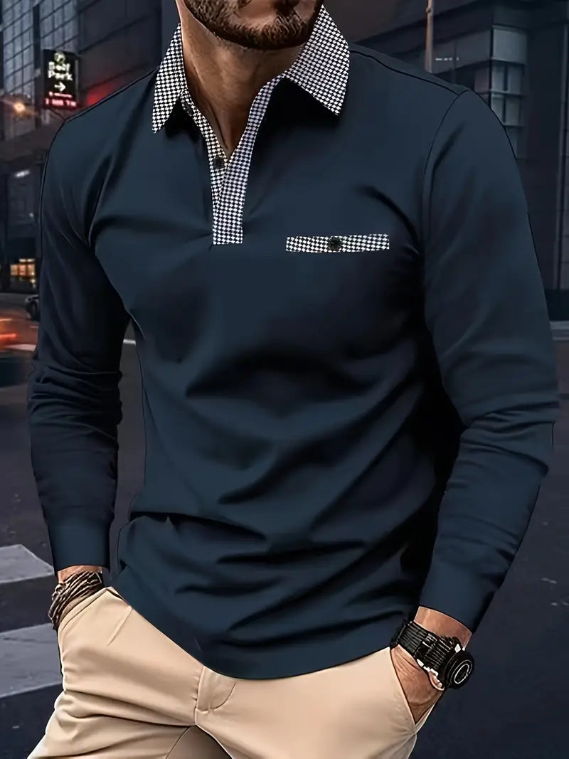 Cassiel | Langärmliges Herren-Poloshirt – Klassisches Freizeithemd für Herren, bequem und atmungsaktiv