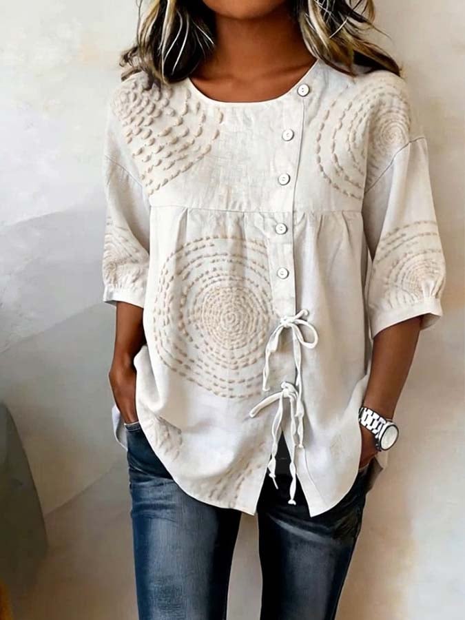 Orlyssia | Luchtige blouse voor dames – Asymmetrische knoopsluiting, lichtgewicht casual elegante top
