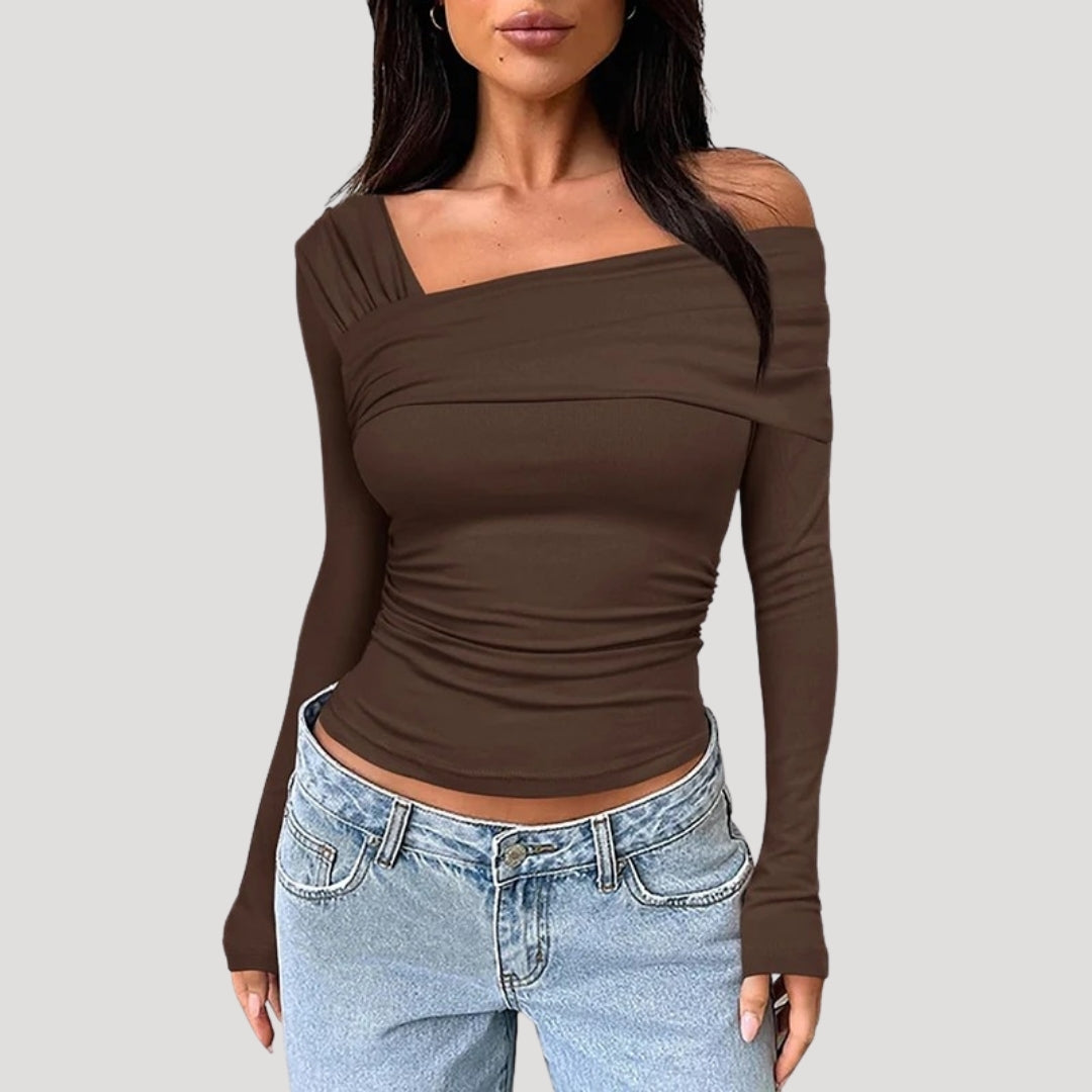 Valivonne | Off-shoulder Bardot-top voor dames – Elegante casual blouse met lange mouwen