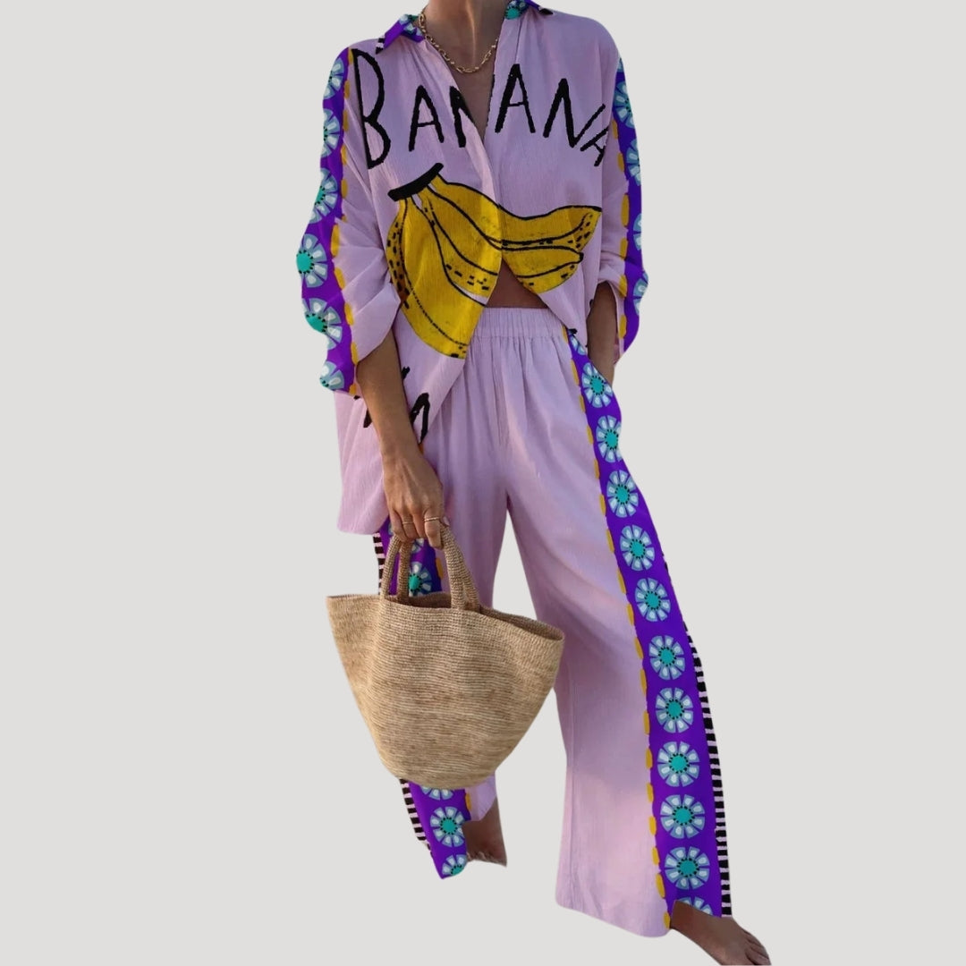 Oceira | Zomerse set met broek voor dames – Top met lange mouwen