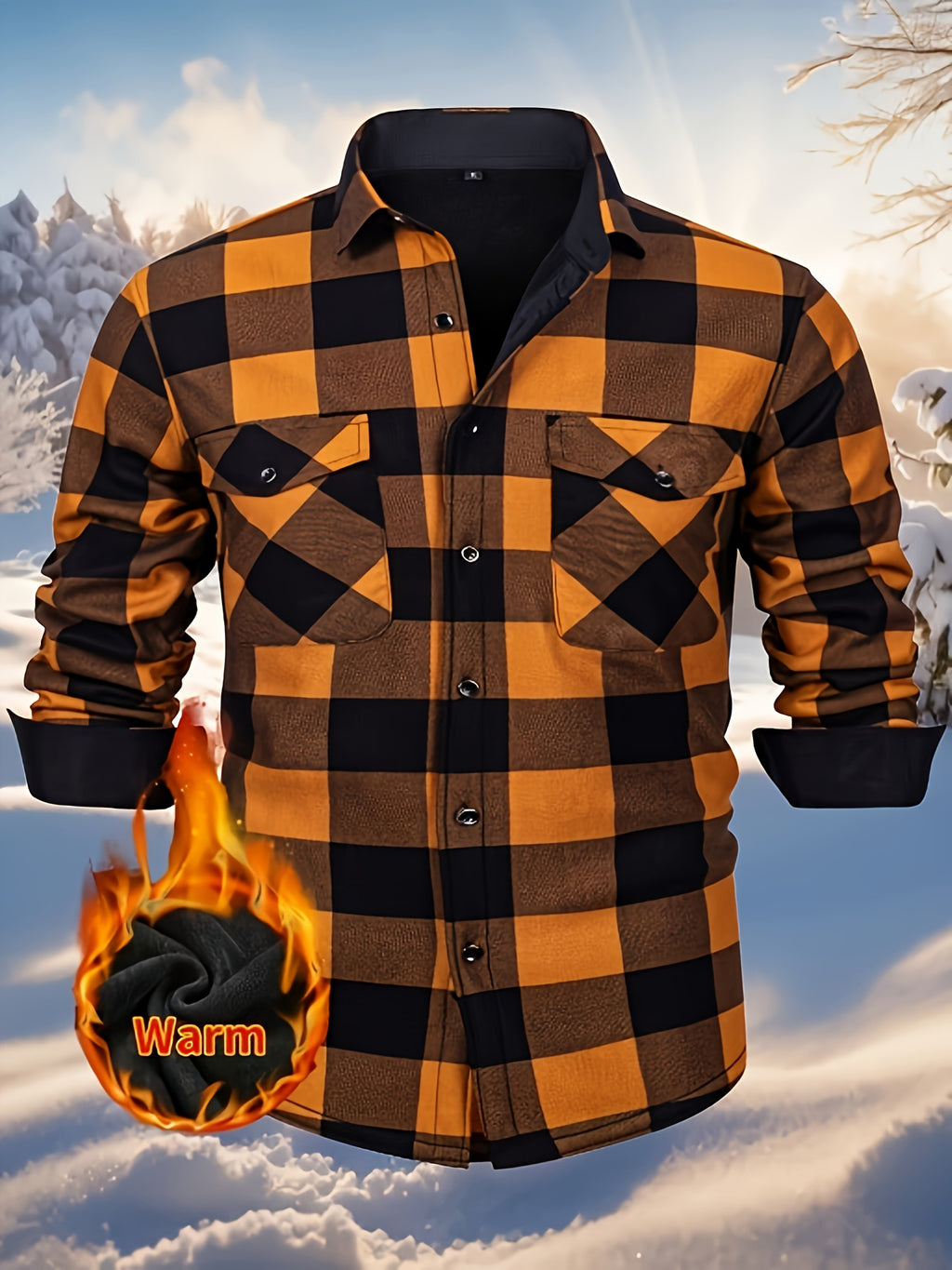 Simeon | Chemise en flanelle thermique épaisse pour homme – motif à carreaux épais d'hiver avec boutons