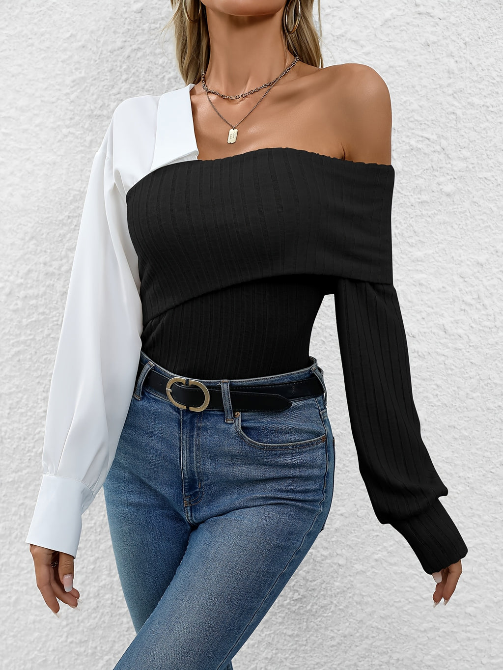 Ianthe | Casual damesoverhemd met kleurblokken – Elegant model met lange mouwen