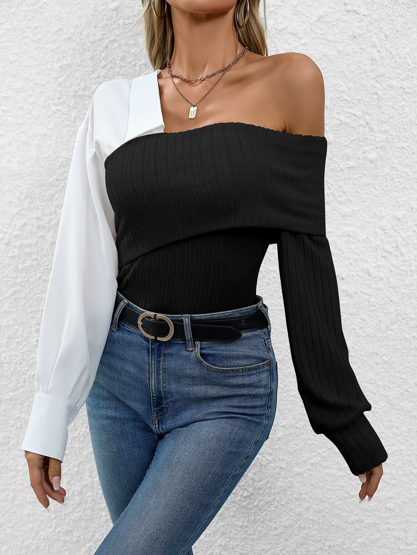 Ianthe | Casual damesoverhemd met kleurblokken – Elegant model met lange mouwen