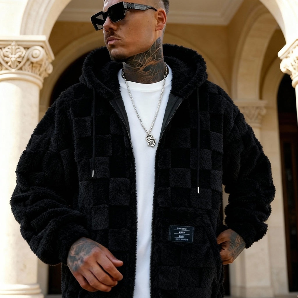 Einarsson | Herenjas met capuchon, warm, pluche, ritssluiting, casual, comfortabel