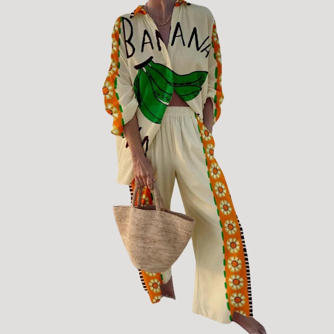 Oceira | Zomerse set met broek voor dames – Top met lange mouwen