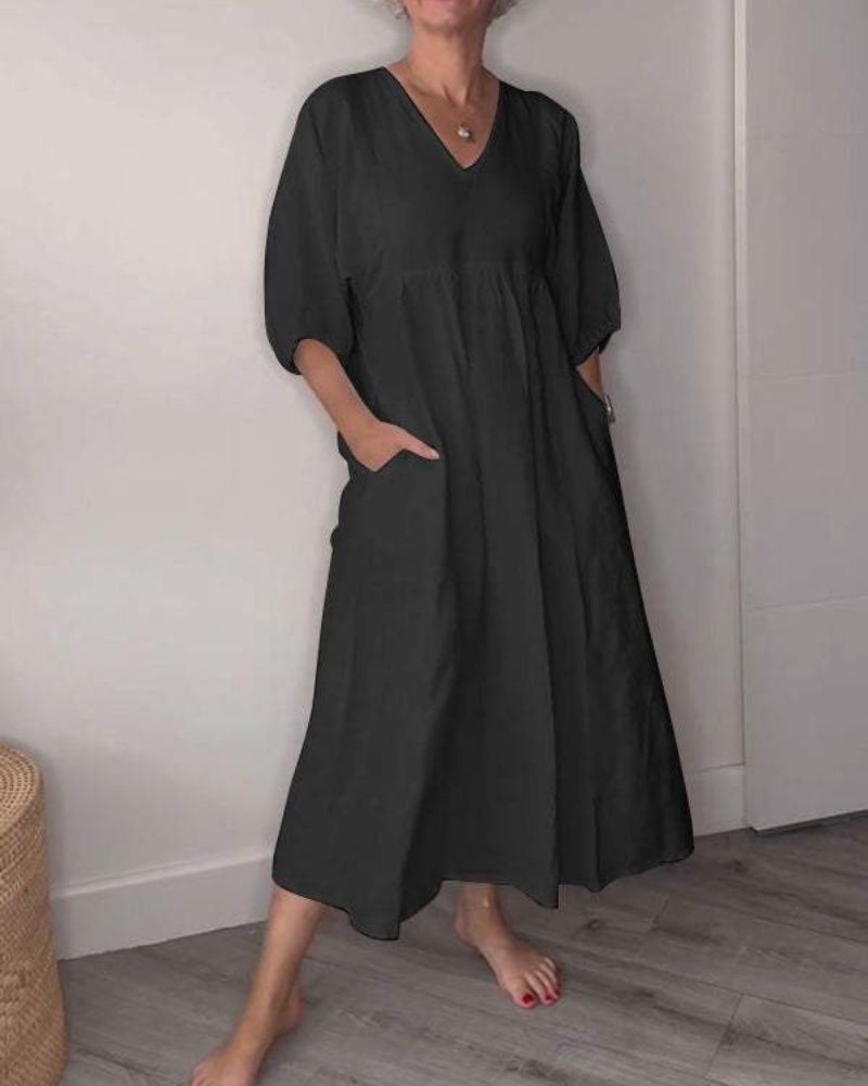 Gynira | Maxijurk voor dames – Elegante, zwierige zomerjurk met V-hals