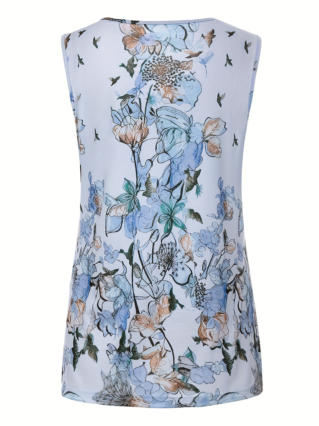 Myrina | Mouwloze top met bloemenprint en kanten patchwork voor dames – Elegante ronde hals