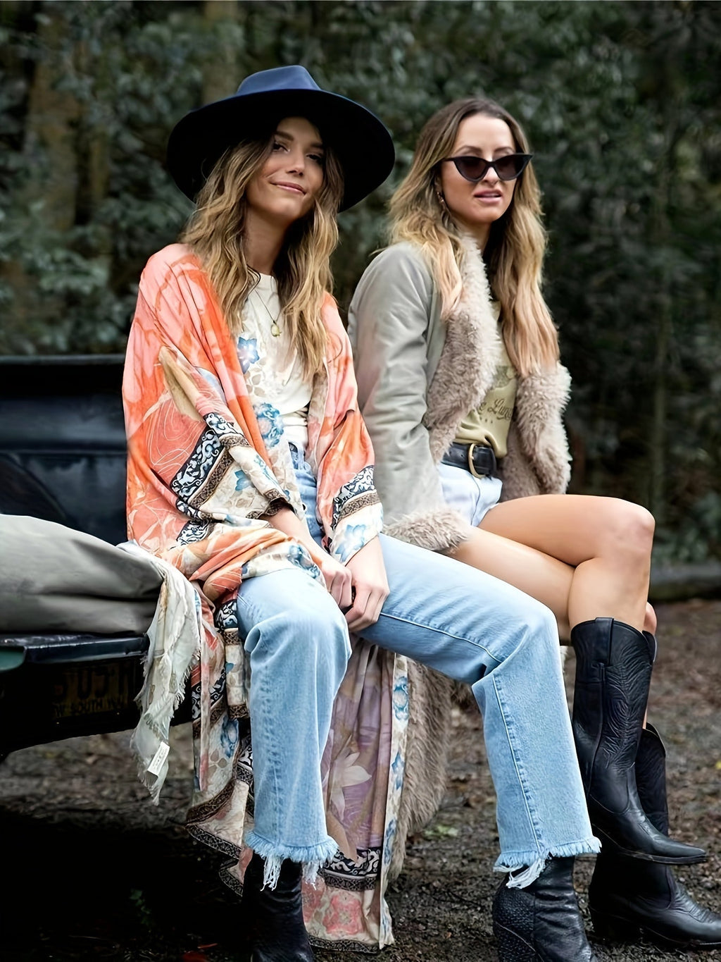 Emmeline | Kimono met bloemenprint voor dames – rode bloemen boho lichtgewicht zomer kimono cardigan