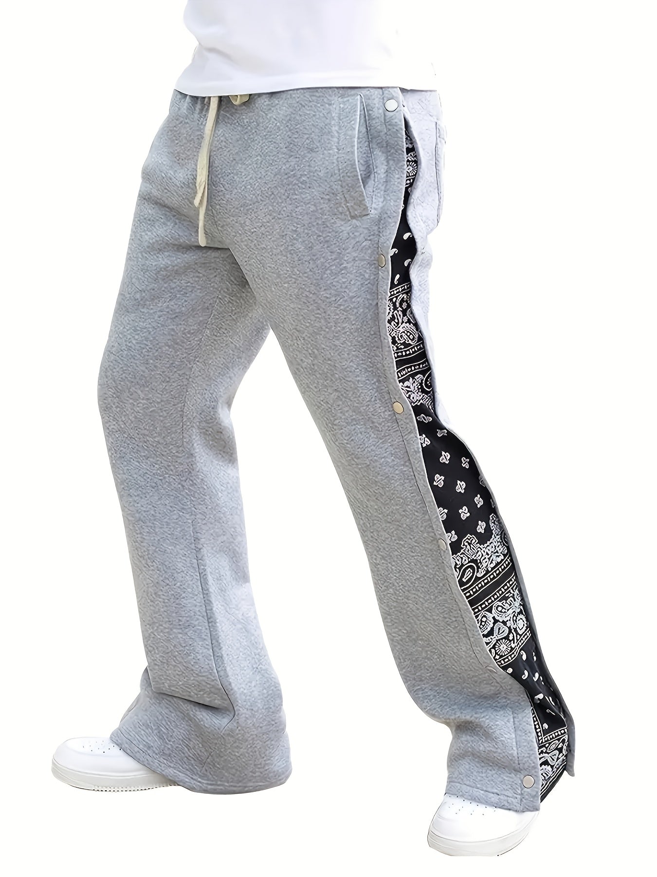Azmaron | Heren Lente Street Wide-Leg Broek – Losse Pasvorm met Dubbele Knoop, Hip-Hop Broek