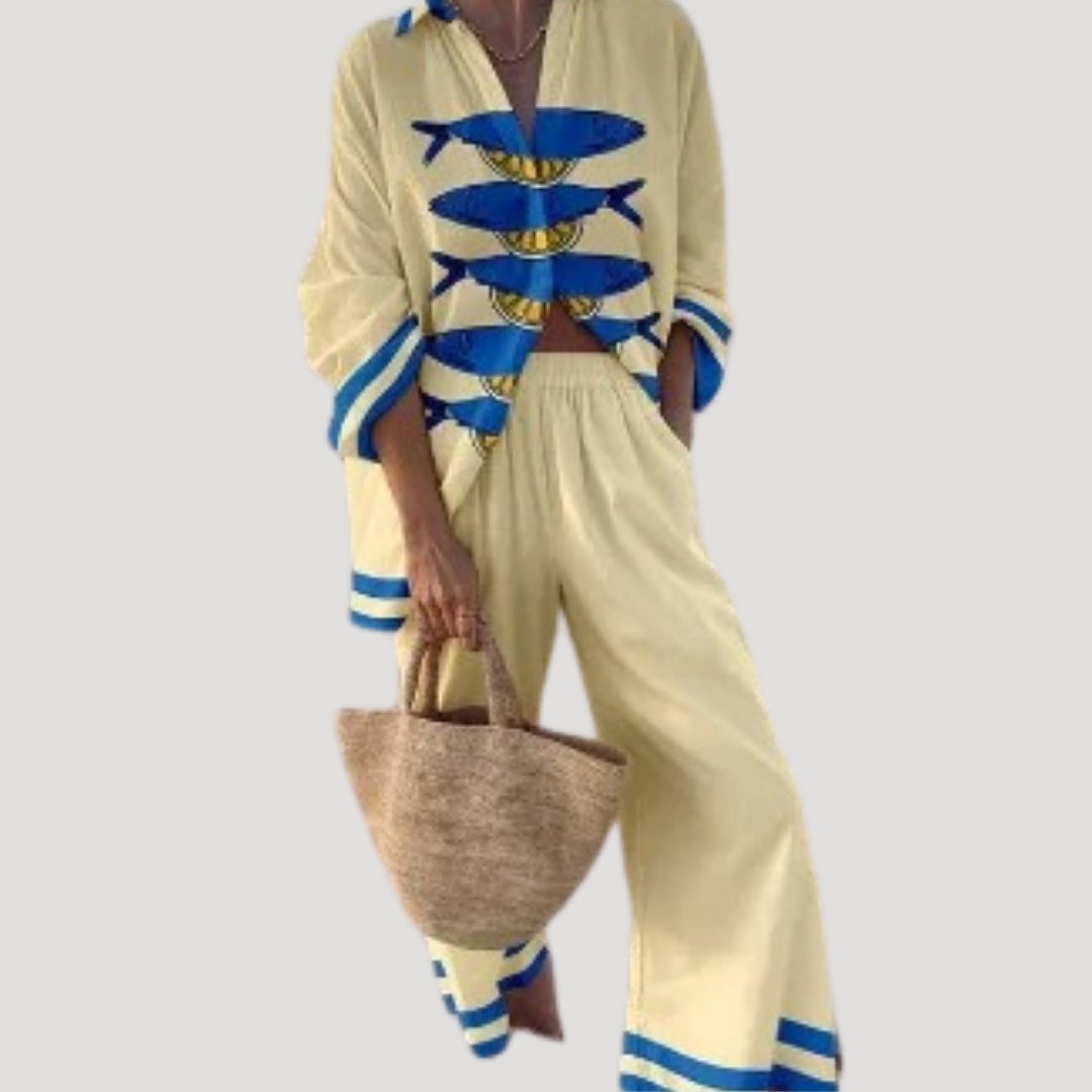 Oceira | Zomerse set met broek voor dames – Top met lange mouwen