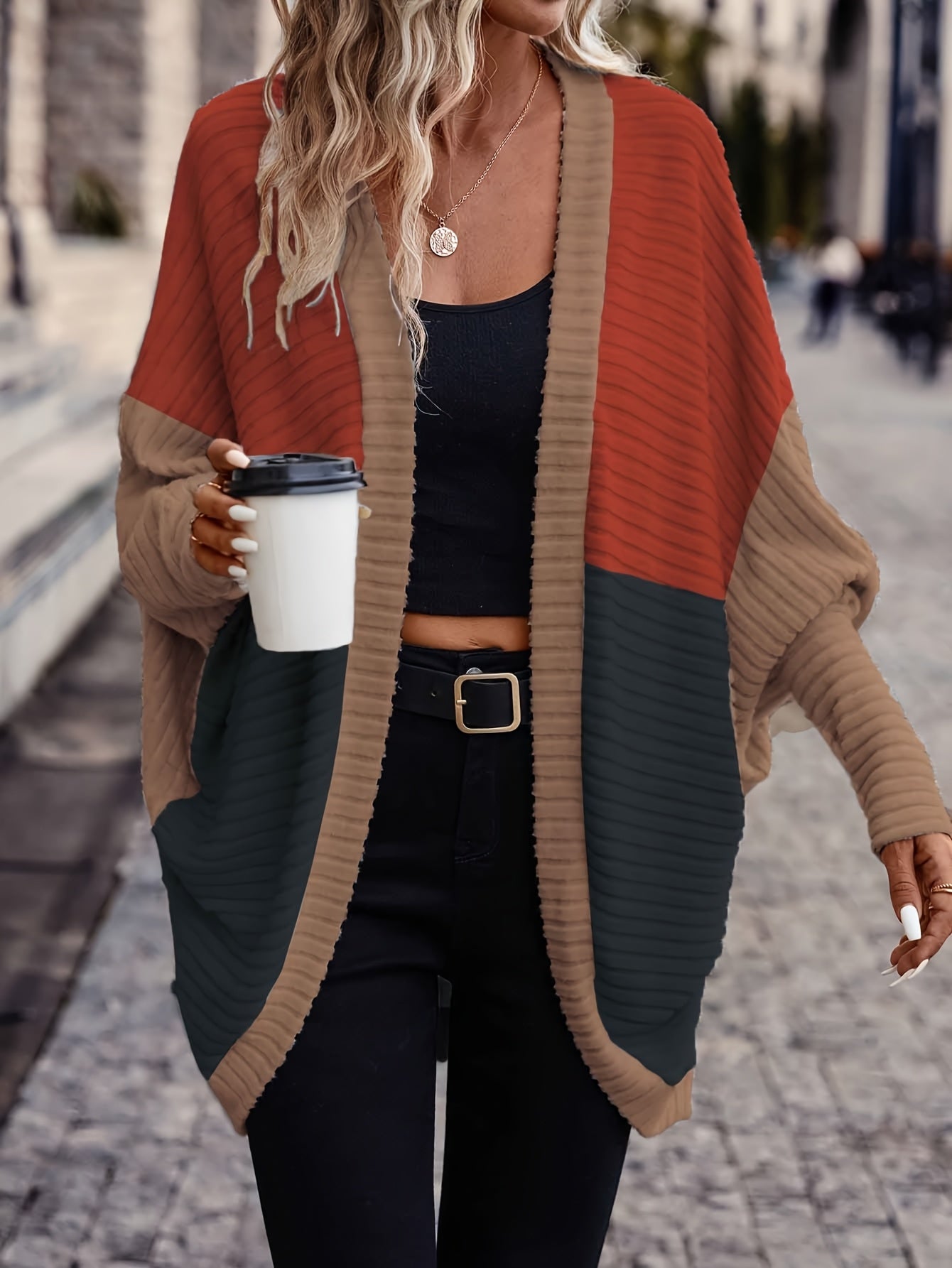 Valyra | Oversized gebreid vest met kleurblokken voor dames – Casual losse lentetop