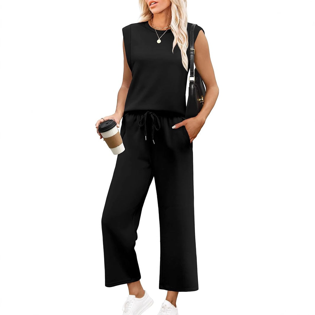 Orlira | Tweedelige set voor dames: casual top met korte mouwen en broek met wijde pijpen
