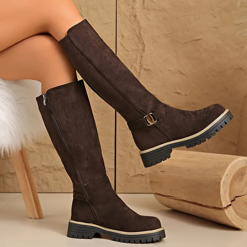 Walkra | Dameslaarzen van suède-look met dikke antislipzolen – Stijlvolle, comfortabele winterlaarzen