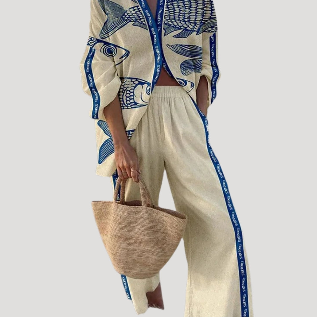 Oceira | Zomerse set met broek voor dames – Top met lange mouwen